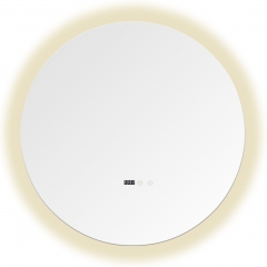 Oglinda LED rotunda Relax OGLJ170-6060,  functie dezaburire, Led Touch cu trei tipuri de lumina, ceas digital
